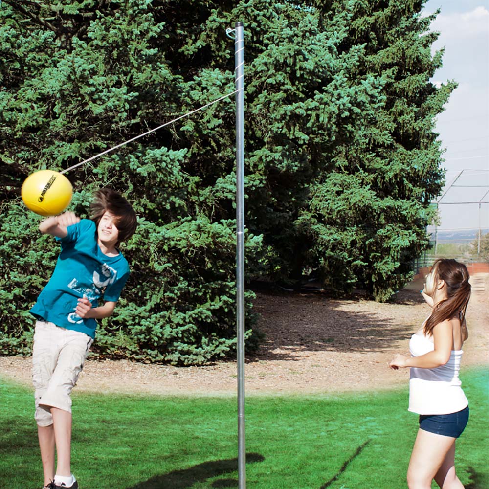 Park & Sun Sports Outdoor Yellow 3Pole Tetherball Play Set with