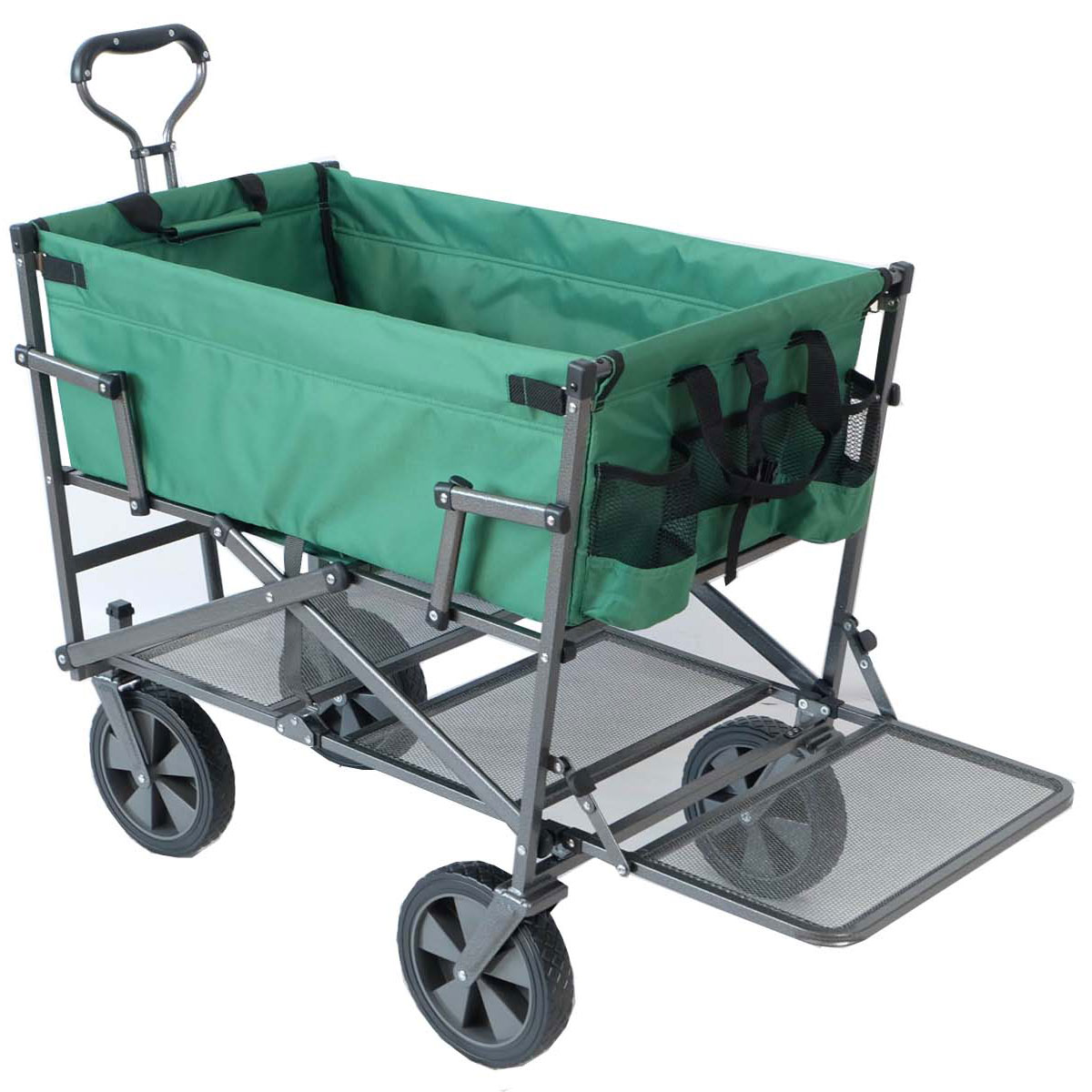 Mac Sports Heavy Duty Steel Double Decker Collapsible Yard Cart Wagon
