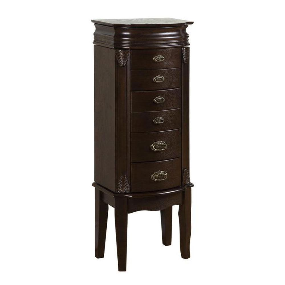 Powell 6 Drawer Standing Elegant Dark Espresso Jewelry Box Storage