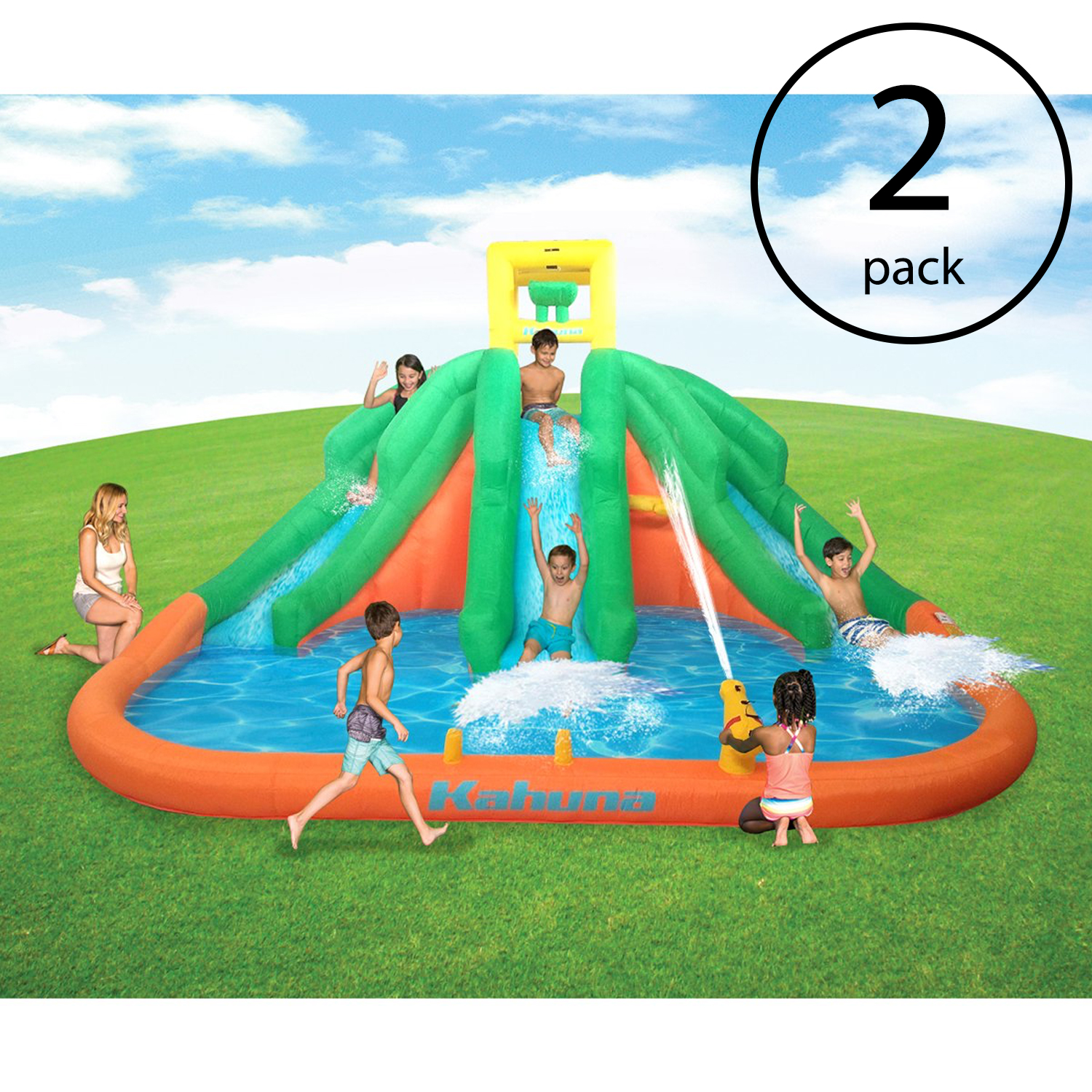 Kahuna Triple Monster Big Inflatable Backyard Slide Water Park W
