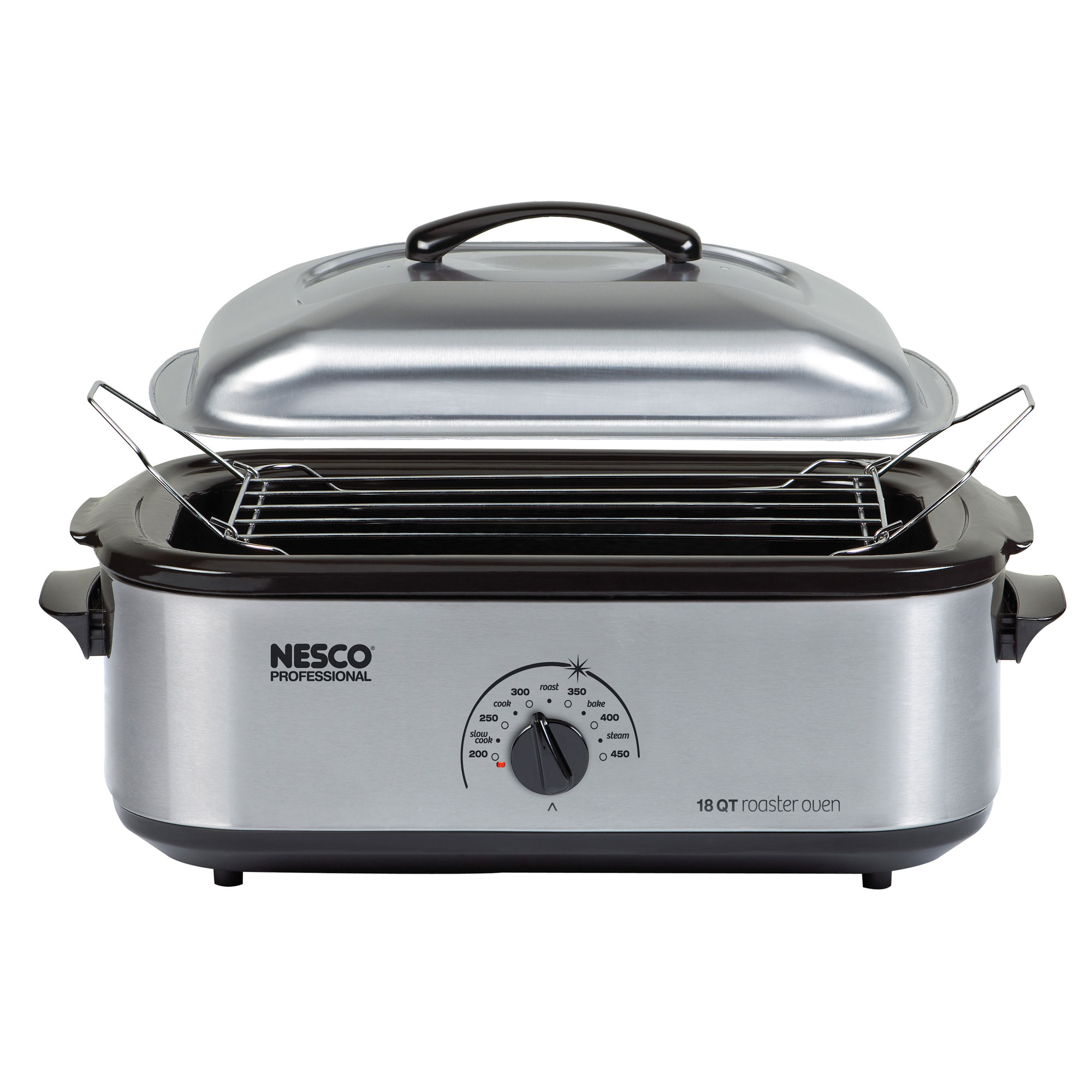 Nesco 18 Quart Stainless Steel Roaster Oven and Lid with Porcelain