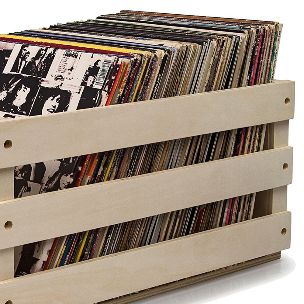 Crosley Rustic Vintage Wooden Vinyl Record Collection Portable Storage