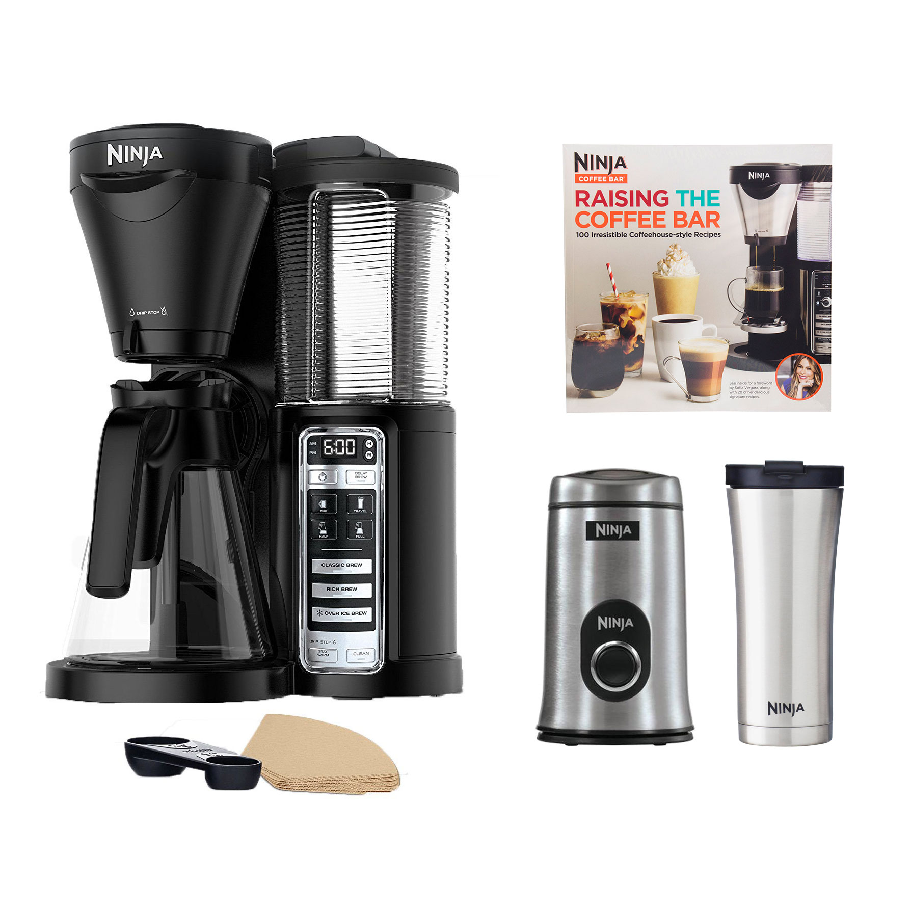 Ninja CF020 One Touch AutoiQ Coffee Brewer with Bean Grinder, Mug and