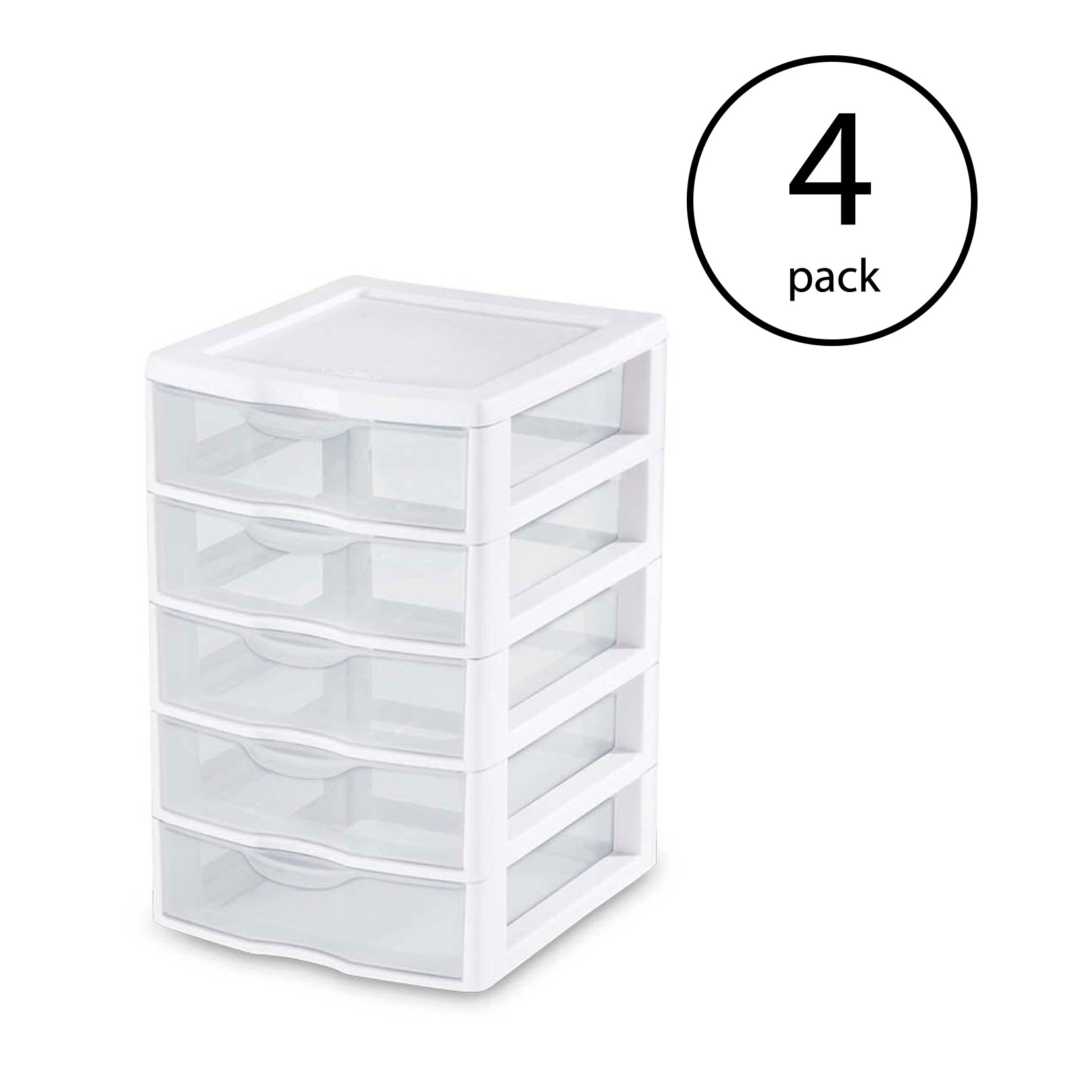 New Sterilite Clearview Small Plastic 5 Drawer Desktop Storage