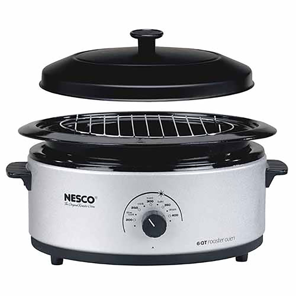 Nesco 120 Volt 750 Watt Silver 6 Quart Roaster Oven with Porcelain