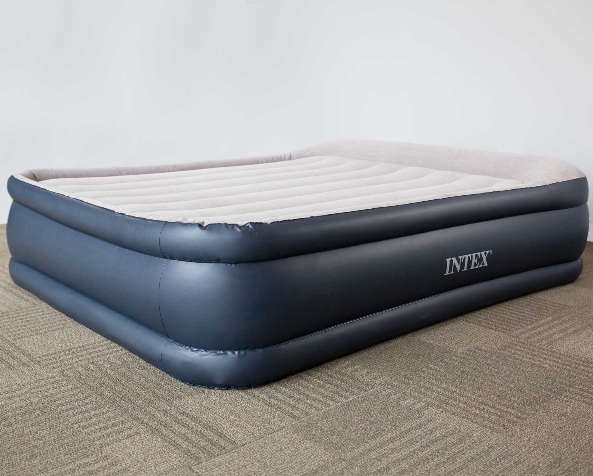 Intex Queen Deluxe Raised Pillow Rest Air Mattress Bed with Electric
