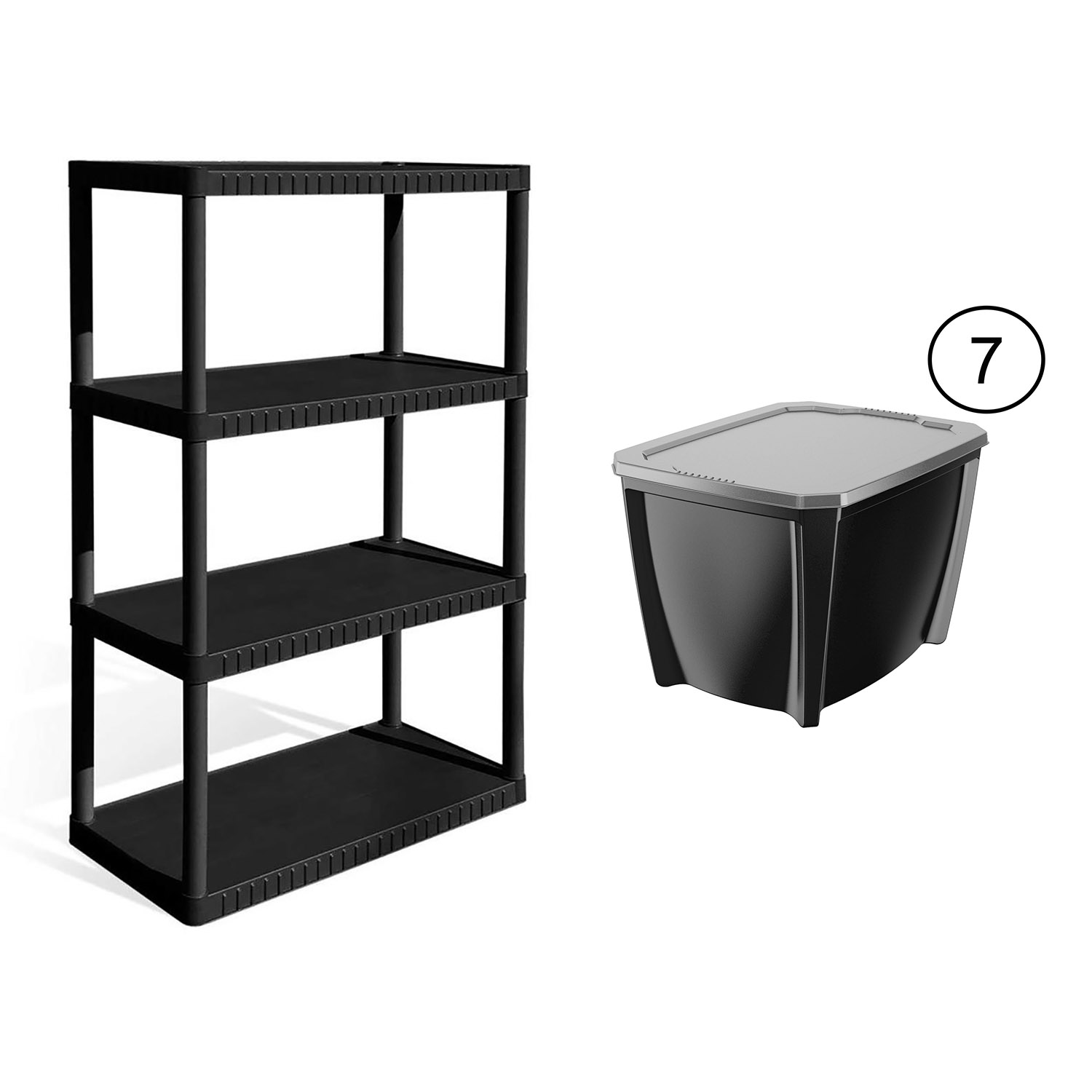Contico 4Tier Resin Garage Storage Shelf + Life Story 20 Gal Storage