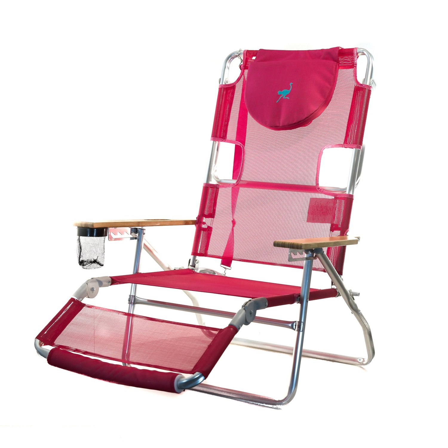 NO TAX Ostrich Lounge Chaise Lounger Beach Chair Camping Outdoor Folding PINK