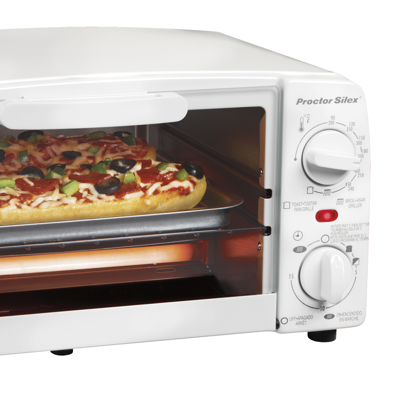 Proctor Silex Large 4Slice Toaster Oven Broiler with Bake Pan, White