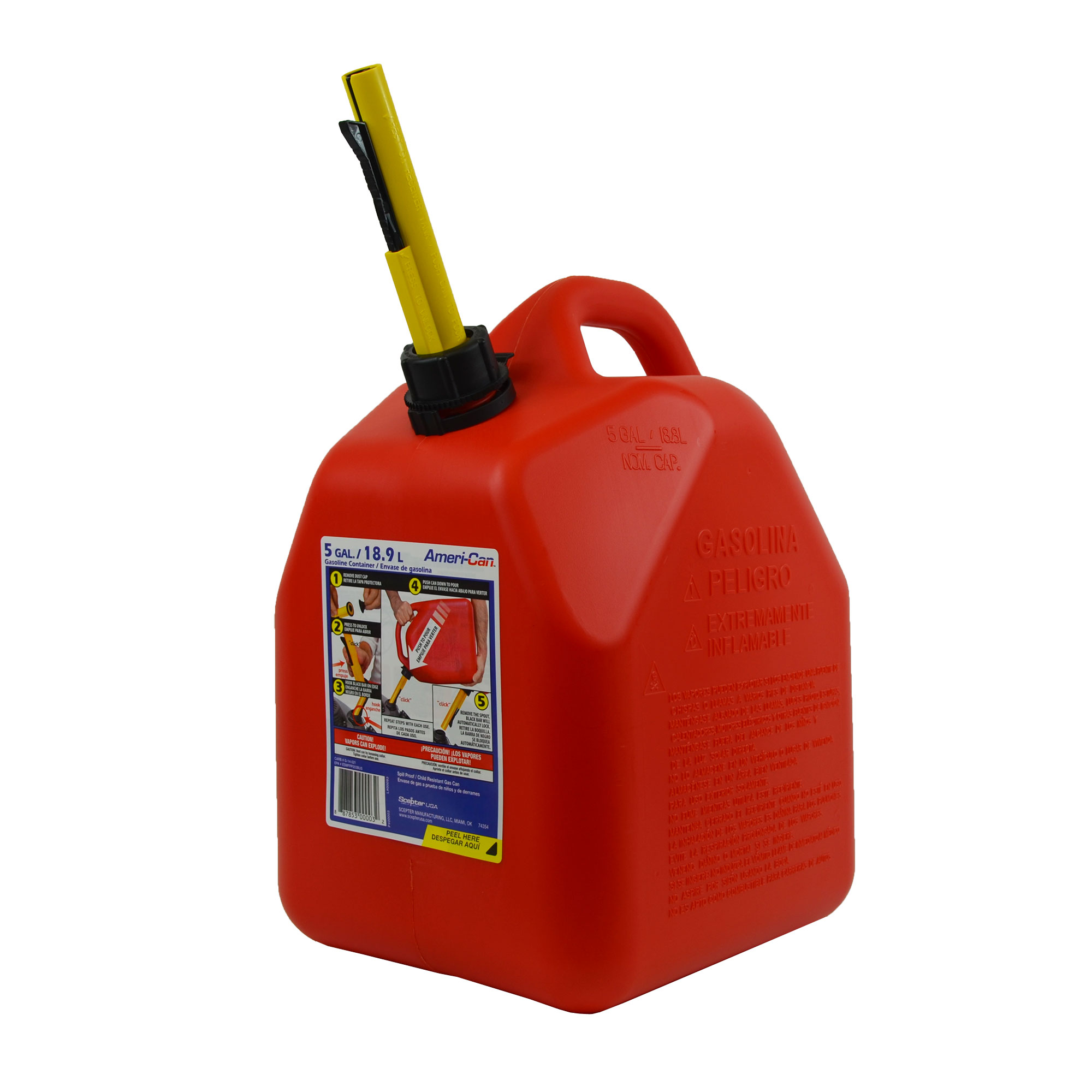 Scepter 5 Gallon EPA and CARB Certified Ameri Can Gas Can with Spill