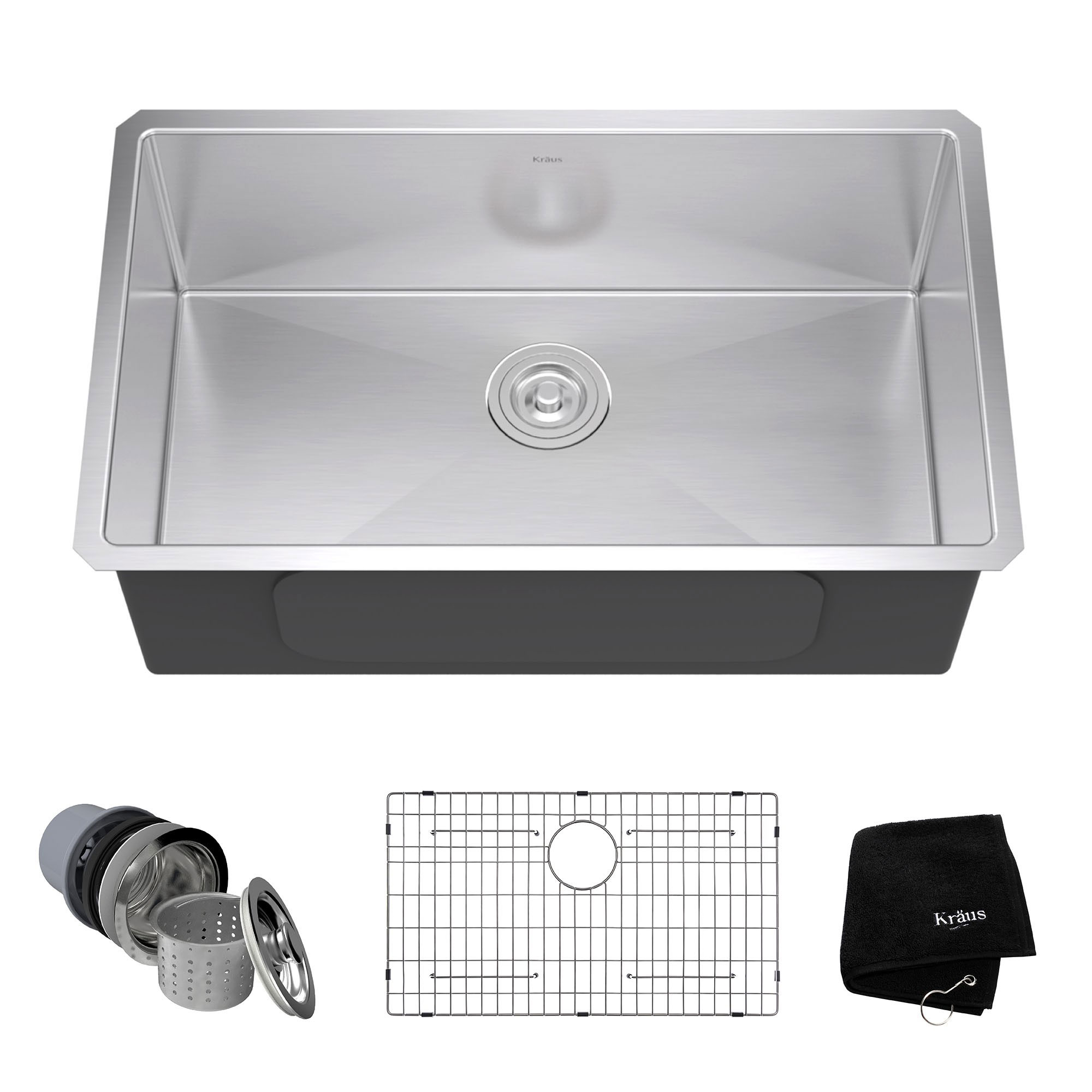 Details About Kraus 30 Inch Rectangular Undermount Single Bowl Stainless Steel Kitchen Sink