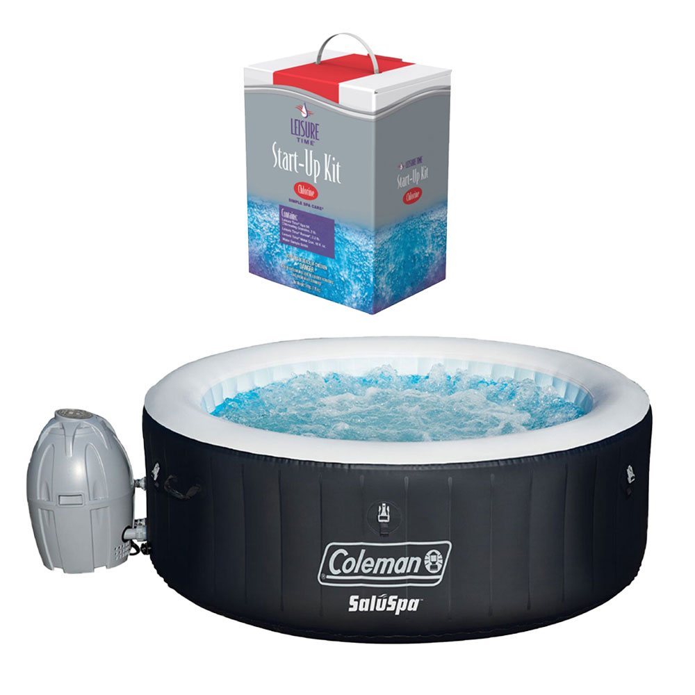 Coleman SaluSpa Inflatable Hot Tub + Leisure Time Chlorine Full Starter
