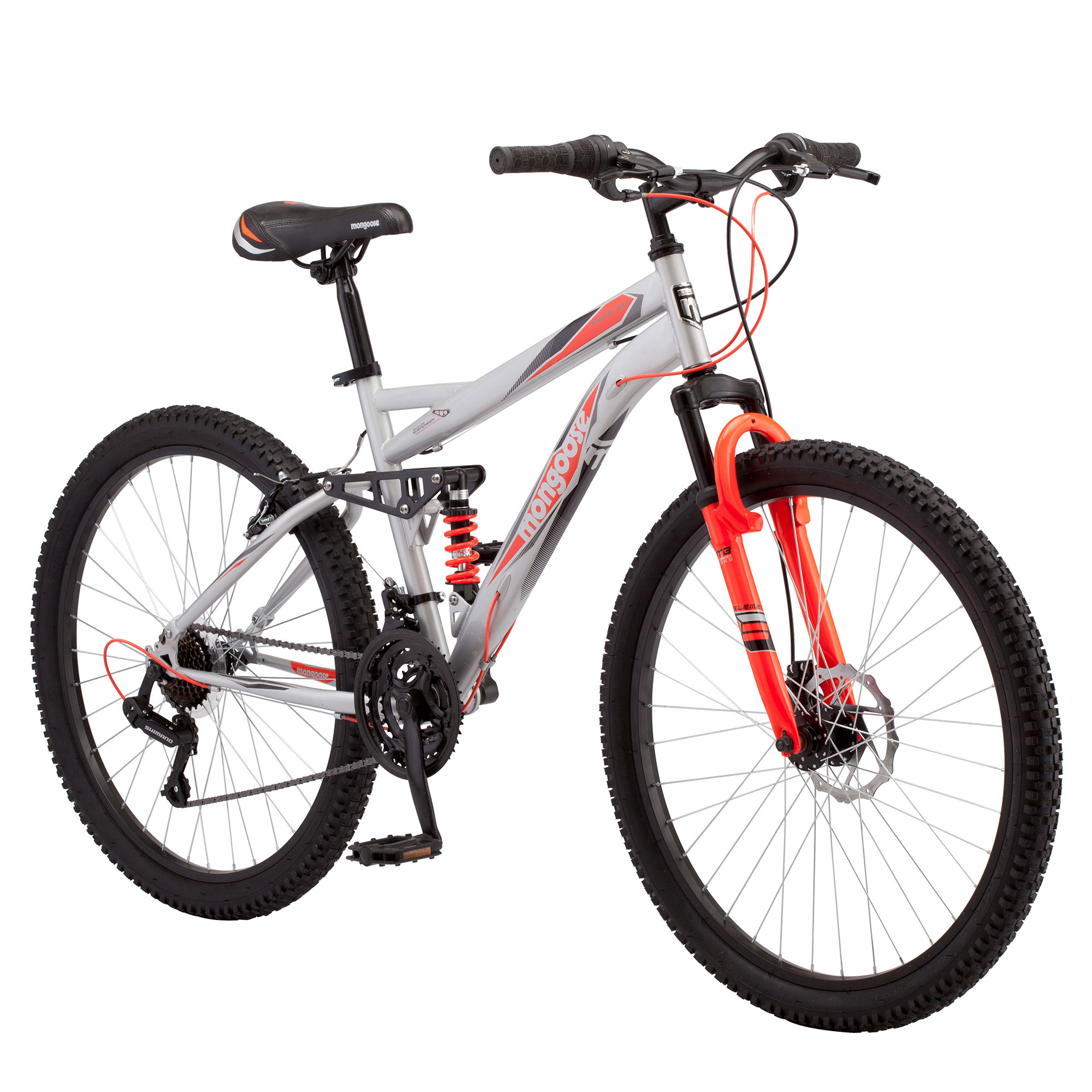 Mongoose 26" Bedlam 21 Speed Shimano Full Suspension Mens Mountain Bike