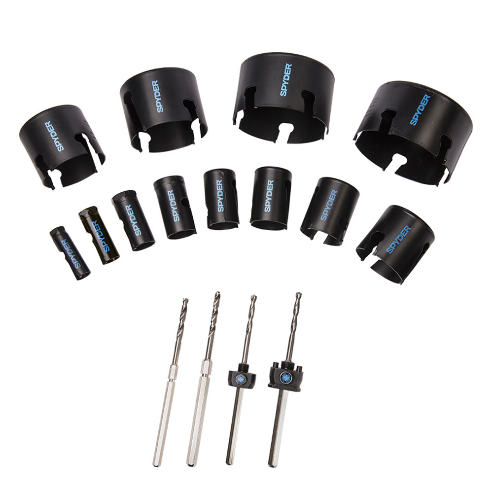 Spyder Carbide Tipped Deep Cut Hole Saw Kit for Wood, Brick, and Fiber
