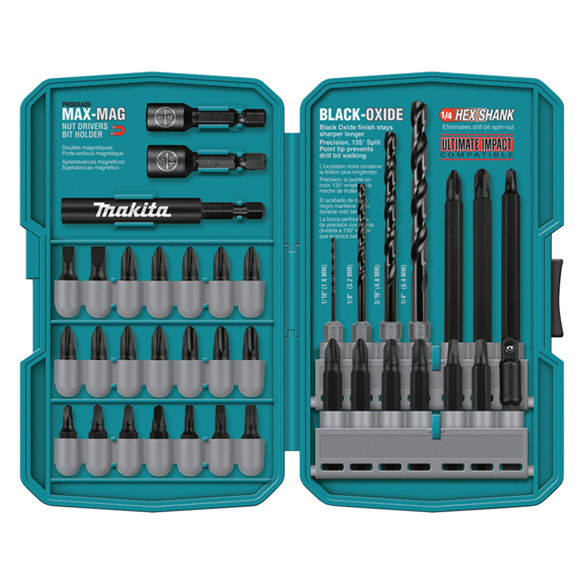 Makita 38 Piece Impact Drill and Driver Hex Shank Black Oxide Bit Set
