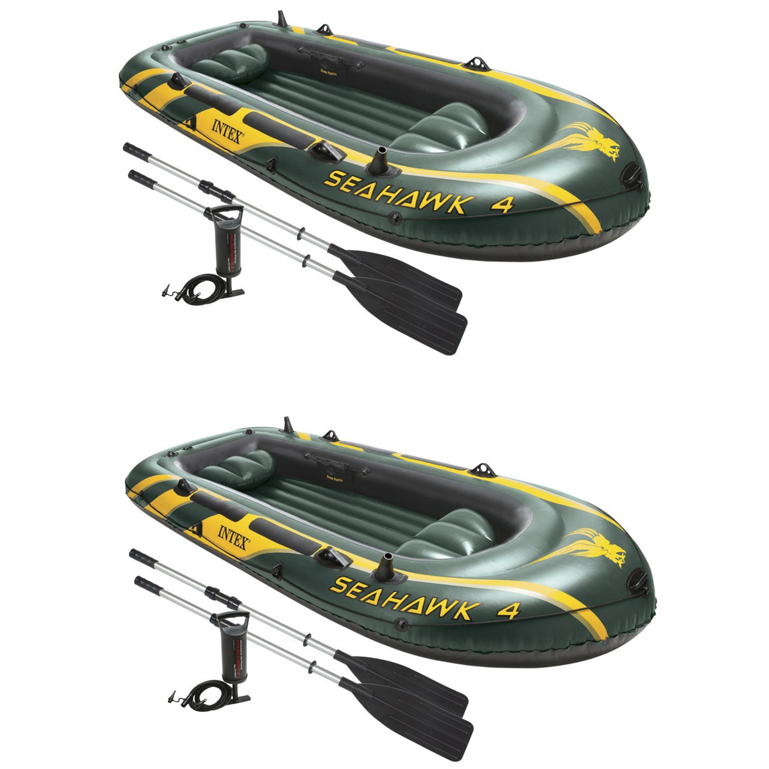 Intex Seahawk 4 Inflatable 4 Person Boat Raft Set with Oars & Air Pump