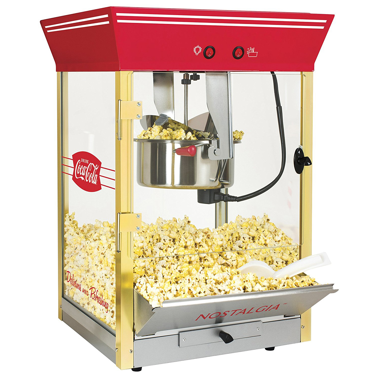 Nostalgia CocaCola 8 Ounce Stainless Steel Kettle Home Popcorn Maker