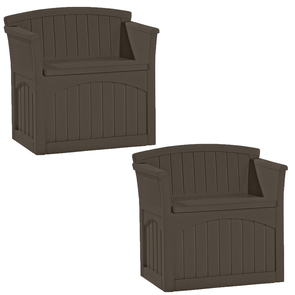 Suncast 31 Gallon Patio Seat Outdoor Storage And Bench Chair Java