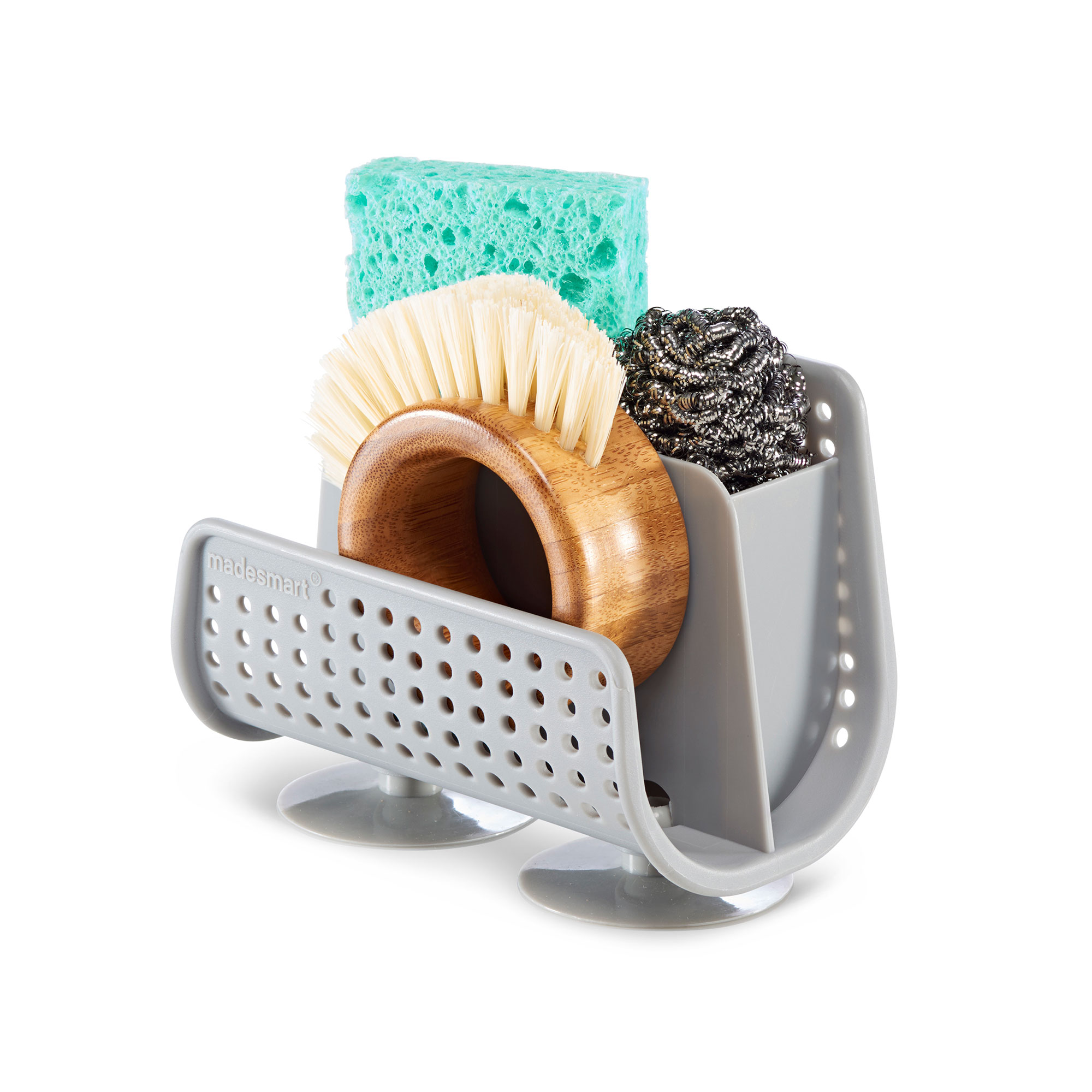 MadeSmart Large Kitchen Sink Caddy Suction Cup Dish Sponge Storage