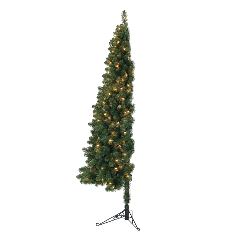 Home Heritage 7' Pre-Lit PVC Artificial Half Christmas Tree with Folding Stand 192072511796 | eBay