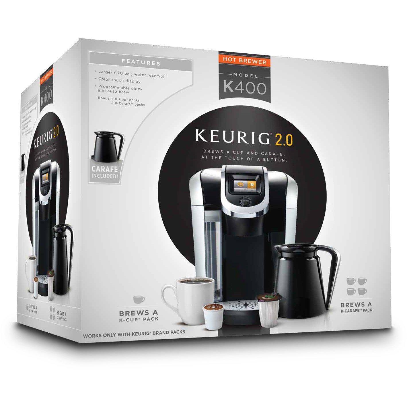 Keurig K400 2.0 Coffee Maker Brewing System with Carafe (Certified