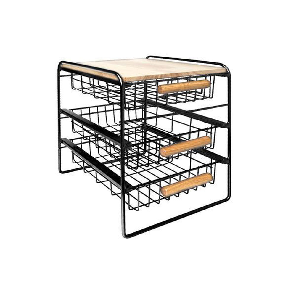 Origami 14 X 9 9 Kitchen Countertop 3 Basket Drawer Wood Top